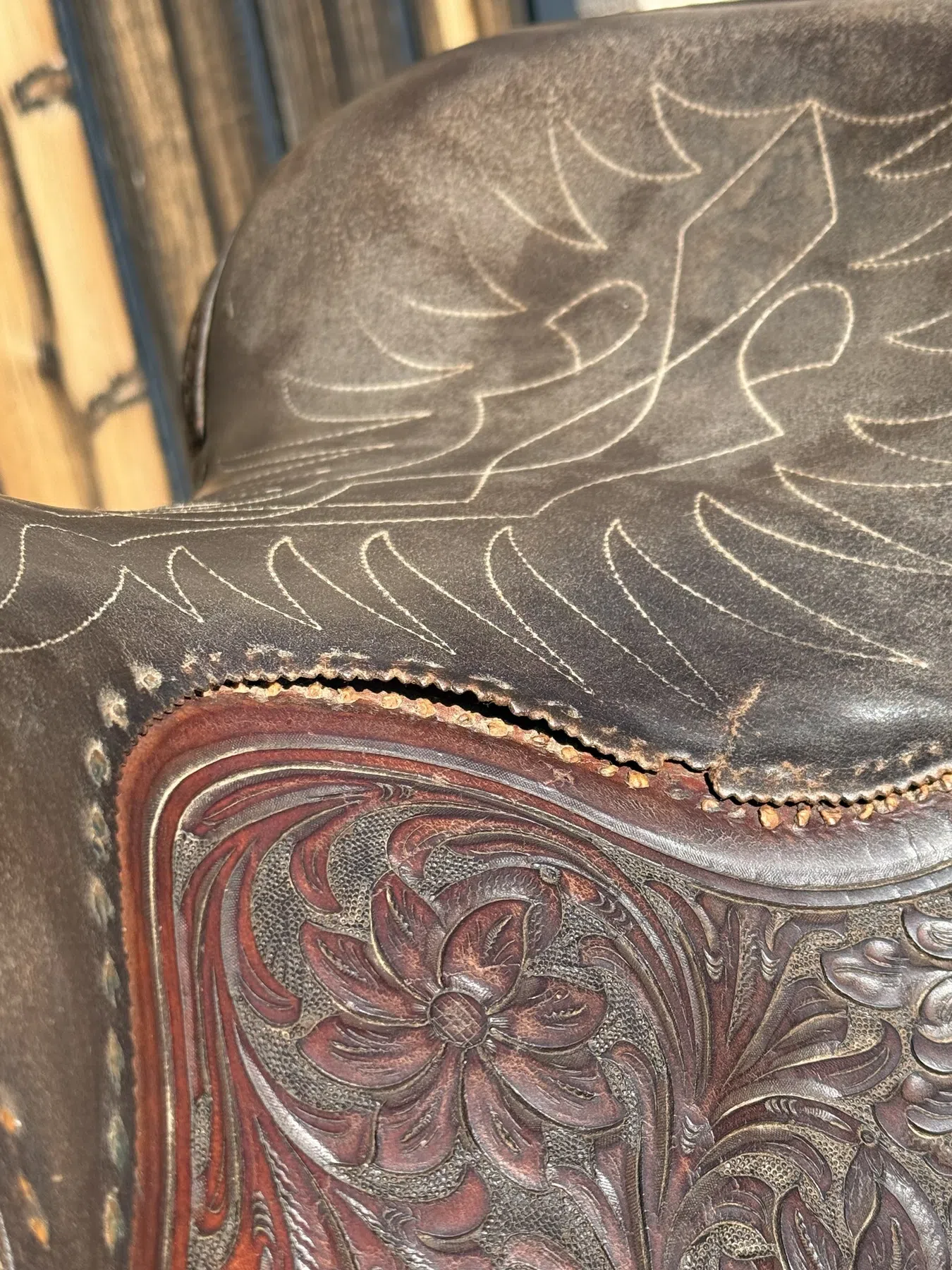 Seat stitching separation — as disclosed